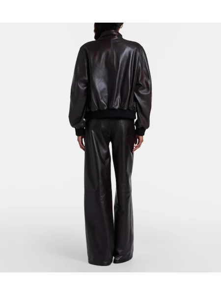 Pantaloni Nour Hammour din piele maro