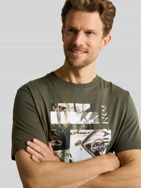 T-shirt o kroju regular fit z czystej bawełny Tom Tailor