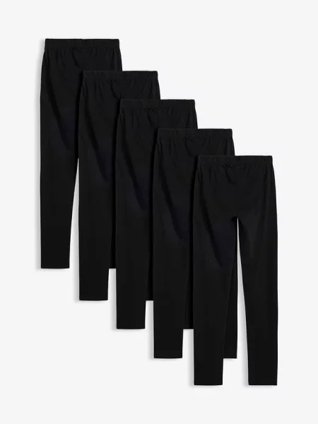 Legginsy z elastycznej bawełny organicznej 5 par czarne