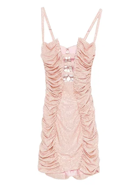 Rochie mini Mitiliane Couture drapată de cristal scurtă roz