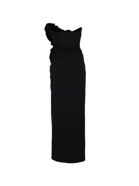 Rochie maxi Sir cu volane fără bretele negru