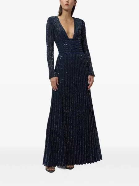 Lung rochie maxi Missoni cu decolteu adânc albastru