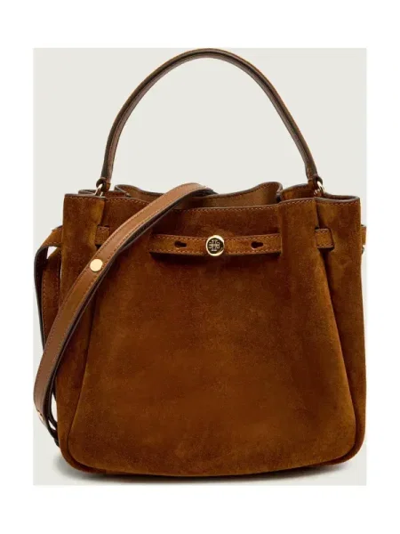 TORY BURCH Geantă tip sac Romy | piele întoarsă maro