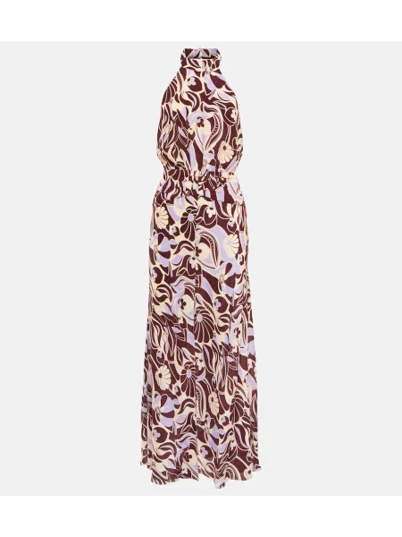 Rochie Rixo de mătase cu gât halter de costum