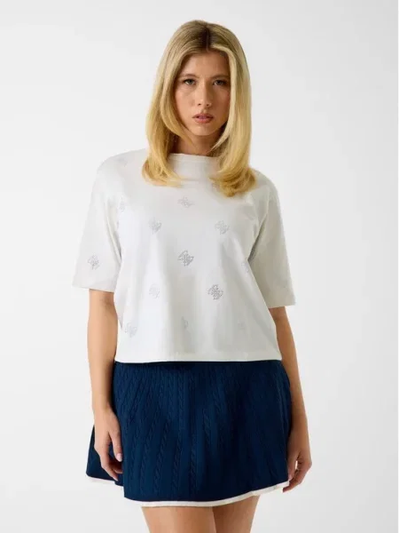 Guess T-Shirt Κρεμ