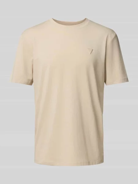 T-shirt z okrągłym dekoltem model ‘HEDLEY’ Guess Activewear beżowa