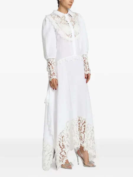 Nėriniuotas maxi suknele Miau By Clara Rotescu balta