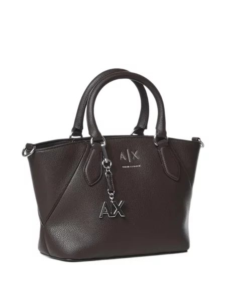 Geantă shopper Armani Exchange cu autograf maro