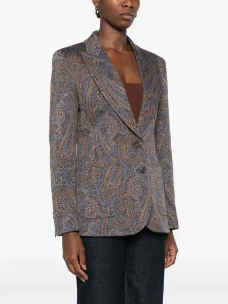 Μπουφάν Etro με σχέδιο paisley με πέτο καφέ
