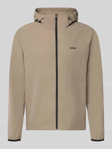 Kurtka treningowa o kroju regular fit z nadrukiem z logo model OW_Airynix JT HD 2' Boss brązowa
