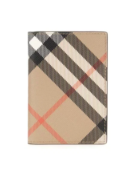Portfel Burberry w kratę płócienny beżowy