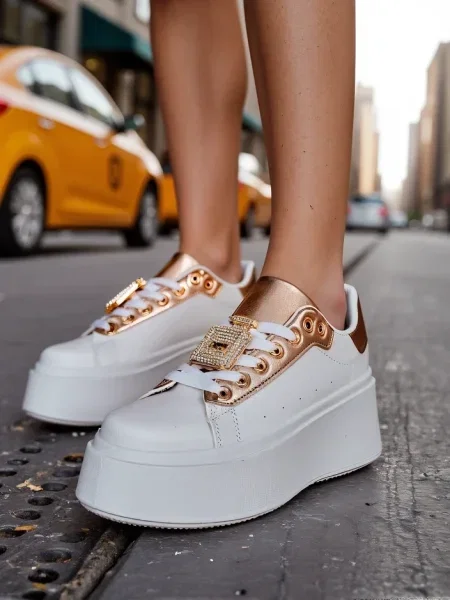 Sneakerși Resti cu platformă alb