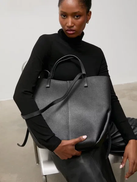 Answear.LAB geantă shopper pentru femei din piele negru