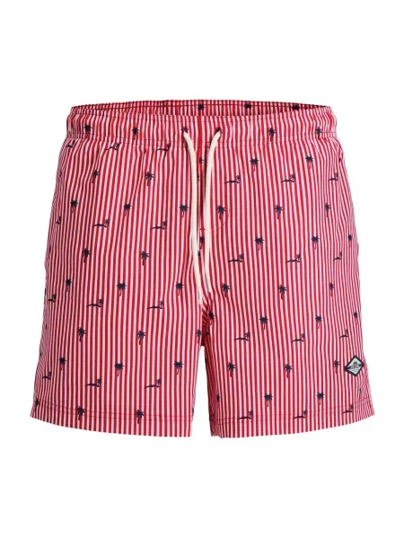 JACK & JONES Kratke kopalne hlače JPSTMAUI BREEZE modra / rdeča bela