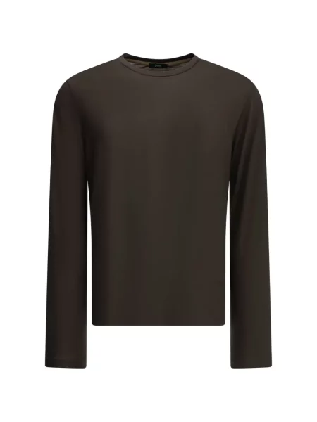 Pulover Herno cu broderie cu decolteu rotund maro