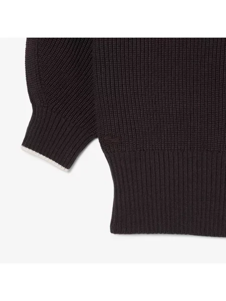 Lacoste Sweter Z Okrągłym Dekoltem Loose Fit brązowy