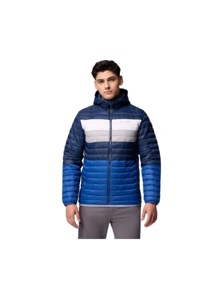 COLUMBIA Kültéri kabátok Powder Pass tengerészkék / encián / világosszürke fehér