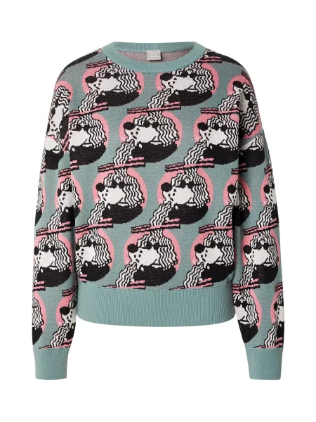 Iriedaily Pulover Tilda cyan / roz pal / negru alb