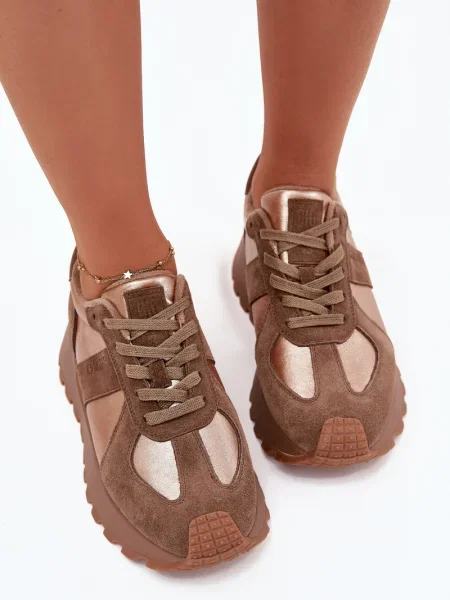 Ocieplane sneakersy Big Star Shoes zamszowe na platformie białe