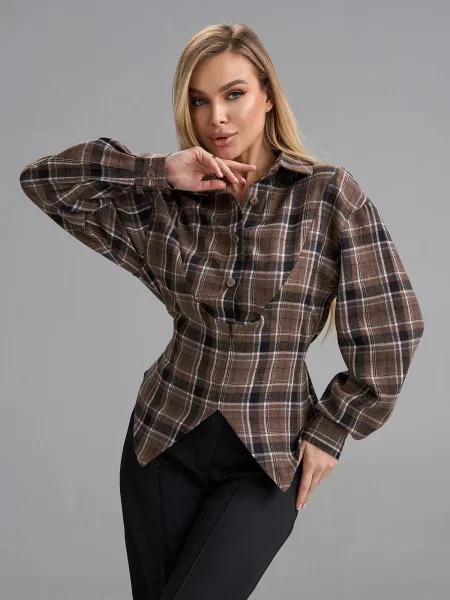 Сорочка ISSA Plus темно-коричневий коричнева