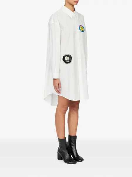 Raštuotas suknele Mm6 Maison Margiela poplinas balta