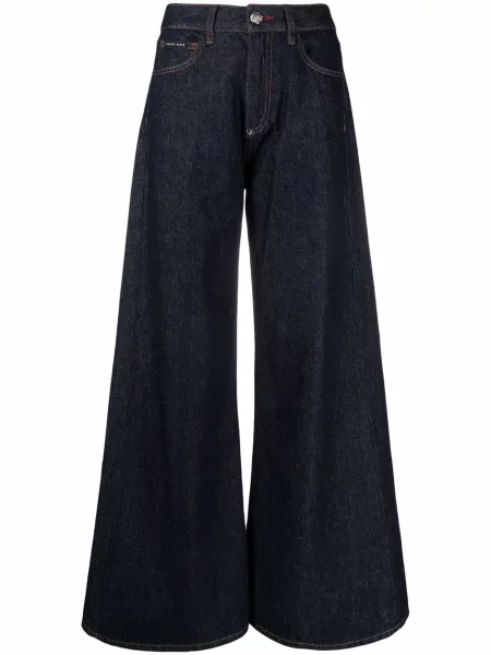 Szerokie jeansy Philipp Plein z logo niebieskie