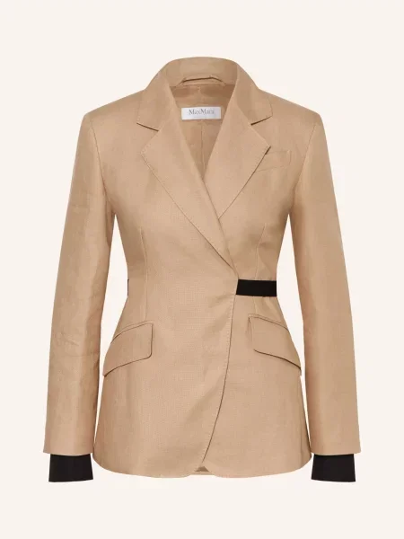 Max Mara Lněný Blejzr Fionda béžová černá