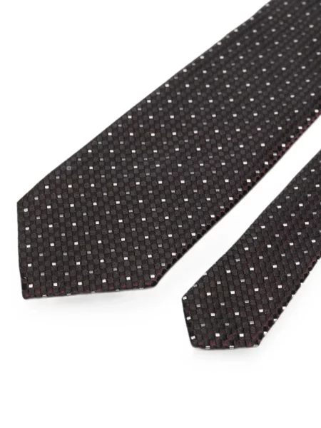 Cravată Tom Ford de mătase cu imprimeu geometric negru