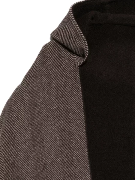 Fular Brunello Cucinelli cu franjuri cu model herringbone maro