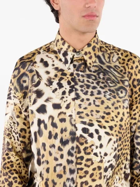 Риза Roberto Cavalli с принт с леопардов принт жълто