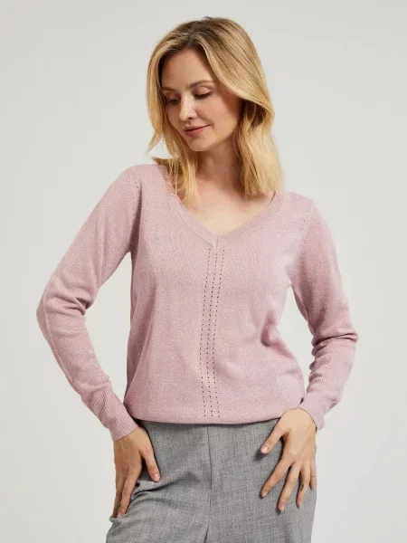 Pulover Moodo cu decolteu în V gri