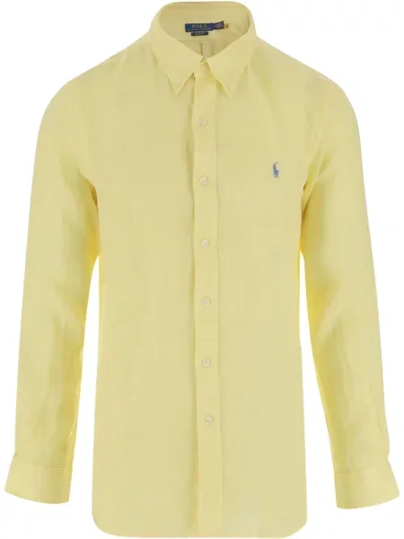 Λινό polo Polo Ralph Lauren κίτρινο