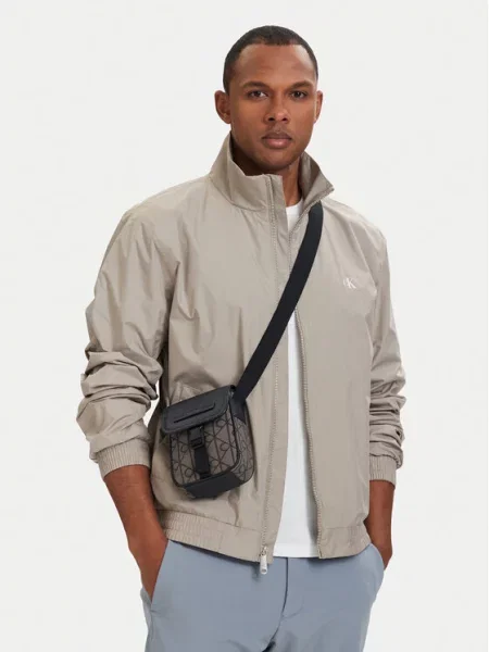 Torbica za okrog pasu Calvin Klein Mixed Emblem Aop Bež rjava