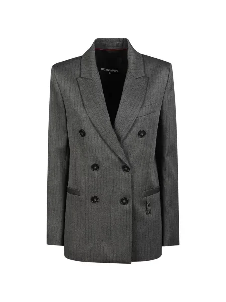 Sacou Patrizia Pepe cu model herringbone cu două rânduri de nasturi gri