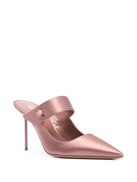 Papuci tip mules Paris Texas din satin roz