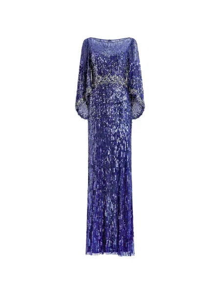 Rochie maxi Jenny Packham lungă de costum albastru