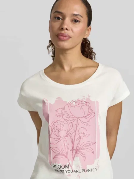 Męski t-shirt o kroju regular fit z mieszanka z kwiatowym nadrukiem Christian Berg Woman biała