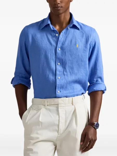 Dlouhá pruhovaná s límcem kšiltovka Polo Ralph Lauren modrá