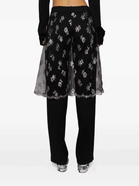 Pantaloni Christopher Esber cu model floral din dantelă negru