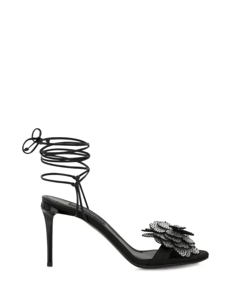 Sandale Philipp Plein cu șireturi cu model floral cu aplicații negru