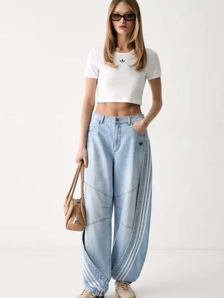 Adidas Originals crop top dámsky s bavlnou Essentials biela