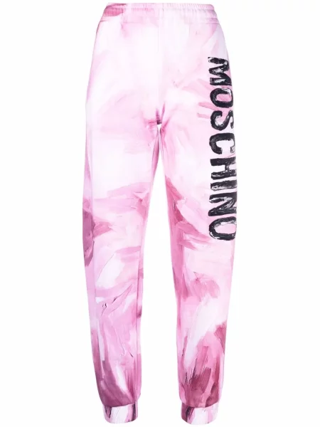 Pantaloni Moschino cu imagine cu imprimeu abstract roz