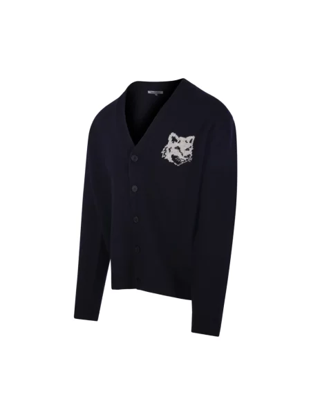 Kardigan Maison Kitsune wełniany niebieski