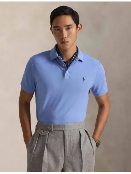 POLO RALPH LAUREN Polo | Custom slim fit plasă stretch albastru