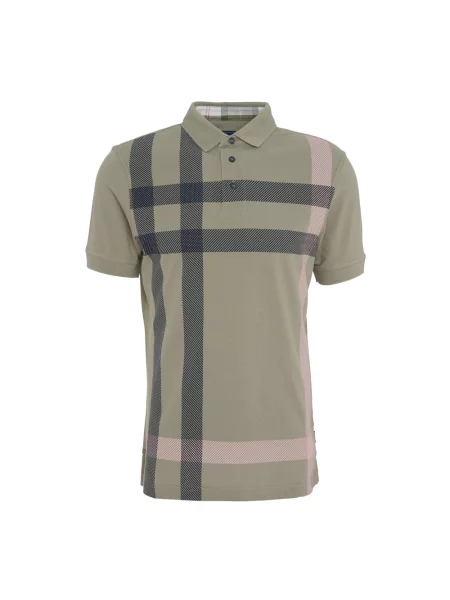 Koszulka polo Barbour w kratę zielona