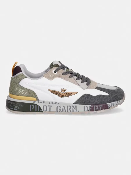 Sneakers Aeronautica Militare με αυτόγραφο λευκό