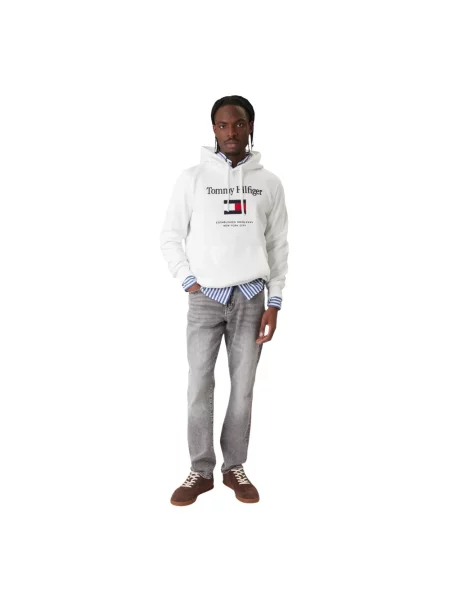 Bluza z kapturem Tommy Hilfiger z kapturem z logo biała