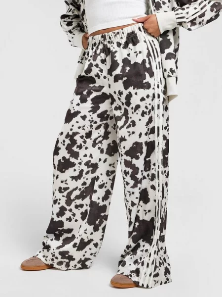 ADIDAS ORIGINALS Kalhoty Satin Wide Leg tmavě / offwhite hnědá