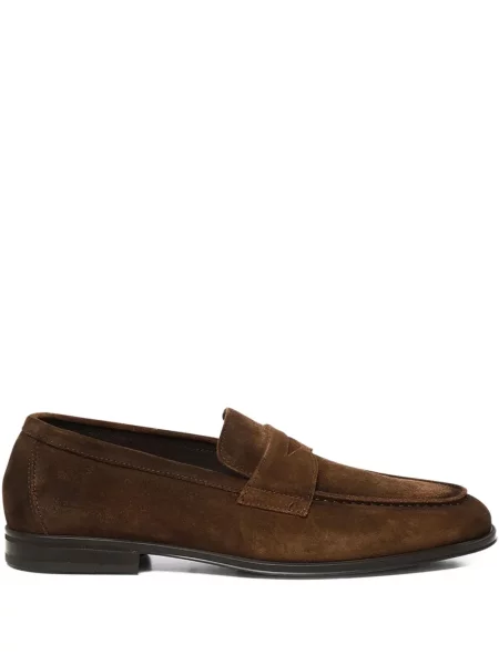 Pantofi loafer Doucal's din piele de căprioară cu bretele maro
