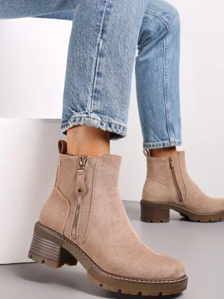 Botine închis cu și decorativ Recusson bej